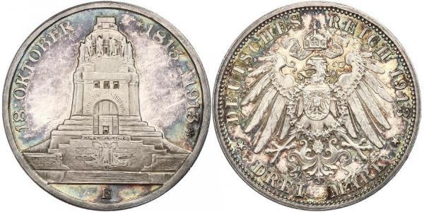 3 Mark 萨克森王国 (1806 - 1918) 銀 