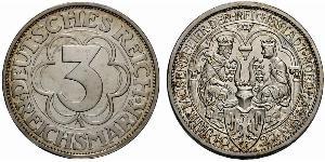 3 Mark 魏瑪共和國 (1919 - 1933) 銀 