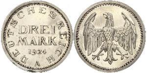 3 Mark 魏瑪共和國 (1919 - 1933) 銀 