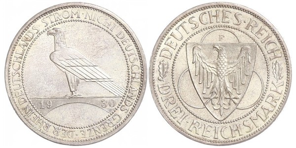 3 Mark 魏瑪共和國 (1919 - 1933) 銀 