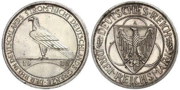 3 Mark 魏瑪共和國 (1919 - 1933) 銀 