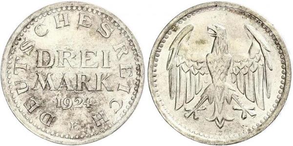3 Mark 魏瑪共和國 (1919 - 1933) 銀 