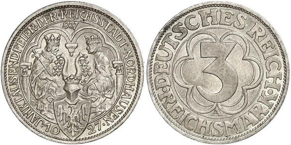 3 Mark 魏瑪共和國 (1919 - 1933) 銀 