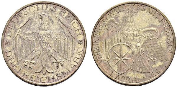 3 Mark 魏瑪共和國 (1919 - 1933) 銀 