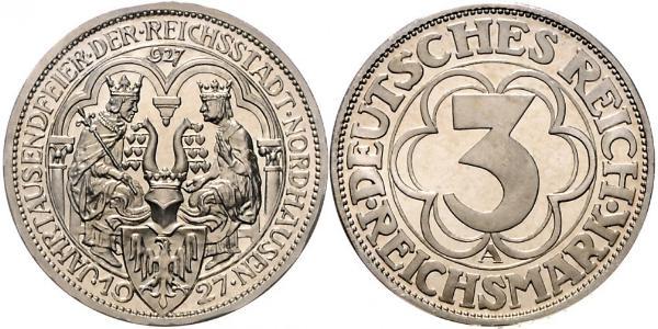 3 Mark 魏瑪共和國 (1919 - 1933) 銀 
