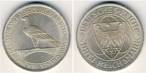 3 Mark 魏瑪共和國 (1919 - 1933) 銀 