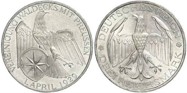 3 Mark 魏瑪共和國 (1919 - 1933) 銀 