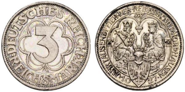 3 Mark 魏瑪共和國 (1919 - 1933) 銀 