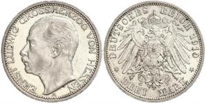 3 Mark 黑森-达姆施塔特 (1806 - 1918) 銀 恩斯特·路德维希 (黑森大公) (1868 - 1937)