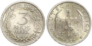 3 Mark / 3 Reichsmark République de Weimar (1918-1933) Argent 