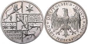 3 Mark / 3 Reichsmark République de Weimar (1918-1933) Argent 