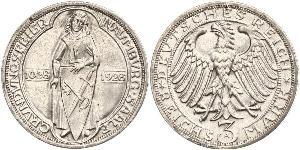 3 Mark / 3 Reichsmark République de Weimar (1918-1933) Argent 