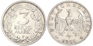 3 Mark / 3 Reichsmark République de Weimar (1918-1933) Argent 