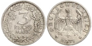 3 Mark / 3 Reichsmark République de Weimar (1918-1933) Argent 