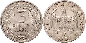 3 Mark / 3 Reichsmark République de Weimar (1918-1933) Argent 