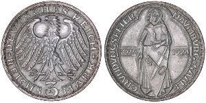 3 Mark / 3 Reichsmark République de Weimar (1918-1933) Argent 