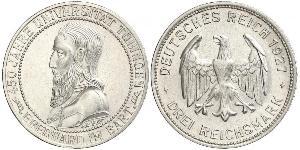 3 Mark / 3 Reichsmark République de Weimar (1918-1933) Argent 