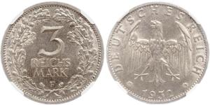 3 Mark / 3 Reichsmark République de Weimar (1918-1933) Argent 