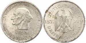 3 Mark / 3 Reichsmark République de Weimar (1918-1933) Argent 