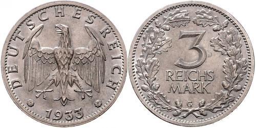 3 Mark / 3 Reichsmark République de Weimar (1918-1933) Argent 