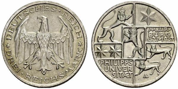 3 Mark / 3 Reichsmark République de Weimar (1918-1933) Argent 