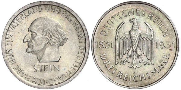 3 Mark / 3 Reichsmark République de Weimar (1918-1933) Argent 