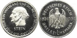 3 Mark / 3 Reichsmark Repubblica di Weimar (1918-1933) Argento 