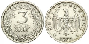 3 Mark / 3 Reichsmark Repubblica di Weimar (1918-1933) Argento 