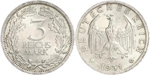 3 Mark / 3 Reichsmark Repubblica di Weimar (1918-1933) Argento 