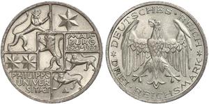 3 Mark / 3 Reichsmark Repubblica di Weimar (1918-1933) Argento 