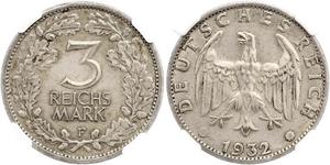 3 Mark / 3 Reichsmark Repubblica di Weimar (1918-1933) Argento 