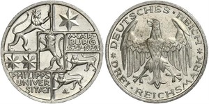 3 Mark / 3 Reichsmark Repubblica di Weimar (1918-1933) Argento 