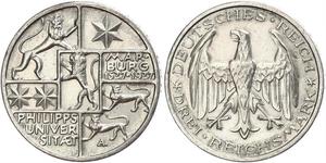 3 Mark / 3 Reichsmark Repubblica di Weimar (1918-1933) Argento 