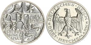 3 Mark / 3 Reichsmark Repubblica di Weimar (1918-1933) Argento 