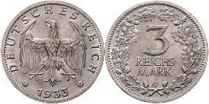 3 Mark / 3 Reichsmark Repubblica di Weimar (1918-1933) Argento 