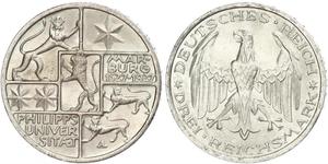 3 Mark / 3 Reichsmark Repubblica di Weimar (1918-1933) Argento 