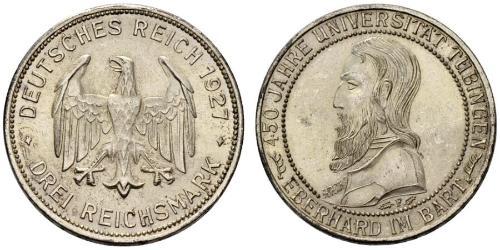 3 Mark / 3 Reichsmark Repubblica di Weimar (1918-1933) Argento 