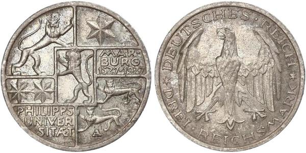 3 Mark / 3 Reichsmark Repubblica di Weimar (1918-1933) Argento 