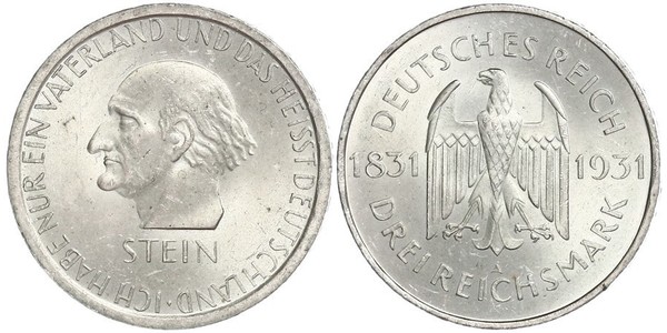 3 Mark / 3 Reichsmark Repubblica di Weimar (1918-1933) Argento 