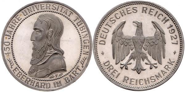 3 Mark / 3 Reichsmark Repubblica di Weimar (1918-1933) Argento 