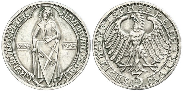 3 Mark / 3 Reichsmark Repubblica di Weimar (1918-1933) Argento 