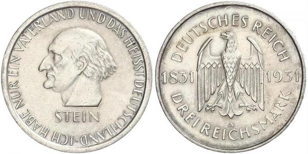 3 Mark / 3 Reichsmark Repubblica di Weimar (1918-1933) Argento 