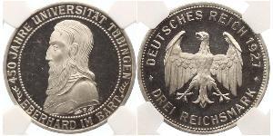 3 Mark / 3 Reichsmark República de Weimar (1918-1933) Plata 