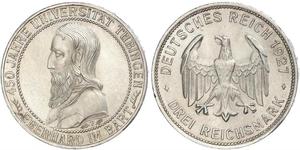 3 Mark / 3 Reichsmark República de Weimar (1918-1933) Plata 