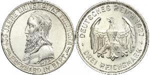 3 Mark / 3 Reichsmark República de Weimar (1918-1933) Plata 