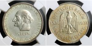 3 Mark / 3 Reichsmark República de Weimar (1918-1933) Plata 