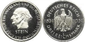 3 Mark / 3 Reichsmark República de Weimar (1918-1933) Plata 