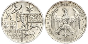 3 Mark / 3 Reichsmark República de Weimar (1918-1933) Plata 