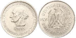 3 Mark / 3 Reichsmark República de Weimar (1918-1933) Plata 