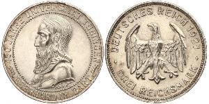 3 Mark / 3 Reichsmark República de Weimar (1918-1933) Plata 